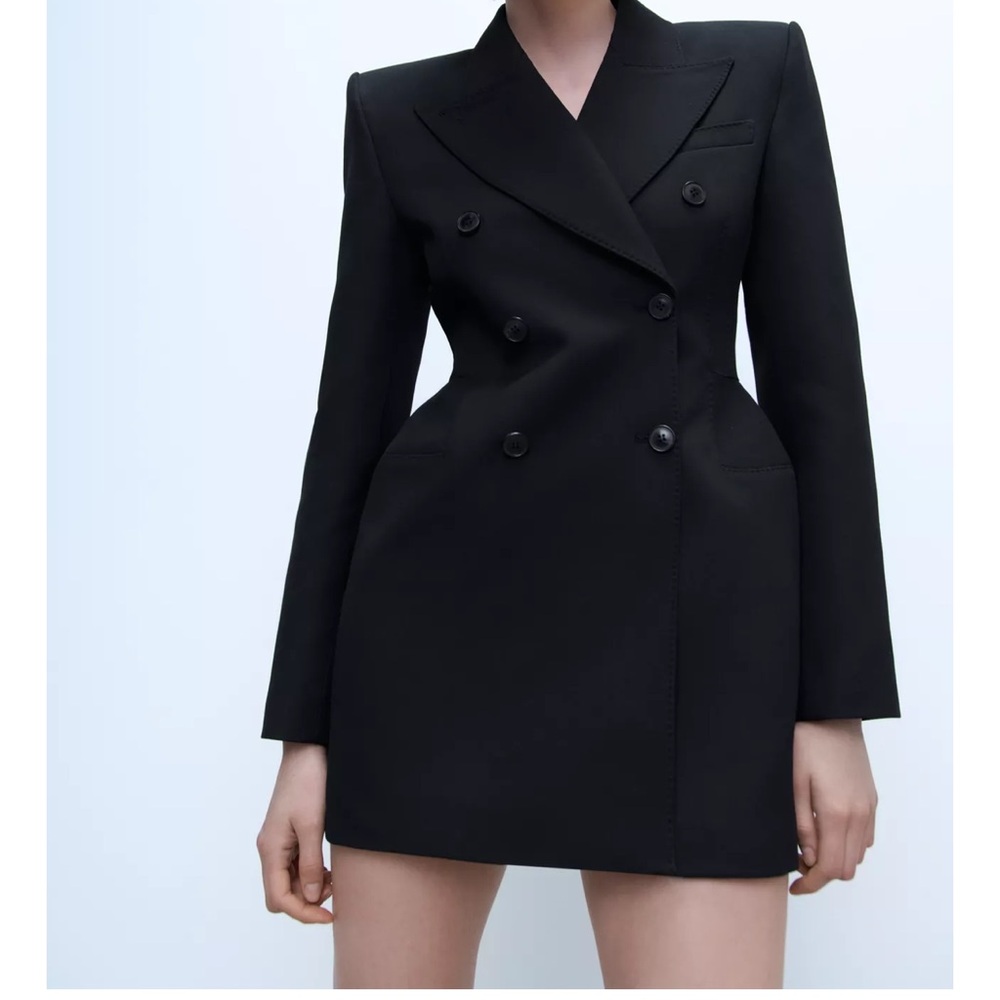 Zara Black Double-Breasted Blazer Dress